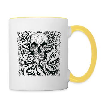 Conception de pieuvre en métal - Mug contrasté - blanc/jaune - Droite