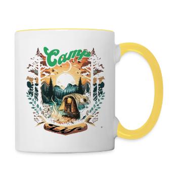 Camp, Camping, Camping, Outdoor, Hiking, Holidays - Contrasting Mug - white/yellow - Right