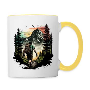 Hiking Outdoor Nature Motif - Contrasting Mug - white/yellow - Right