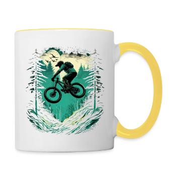 T-shirt VTT VTT Cycliste Descente - Mug contrasté - blanc/jaune - Droite