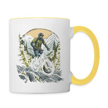 Chemise de descente - VTT VTT Biker Cycling - Mug contrasté - blanc/jaune - Droite