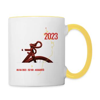 Paris Roubaix Compétition cycliste fans de vélo - Mug contrasté - blanc/jaune - Droite