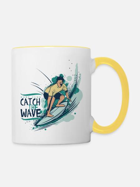 Wassersport - Tasse zweifarbig - Weiß/Gelb