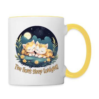 The lions sleep tonight - cute sleeping kittens - Contrasting Mug - white/yellow - Right
