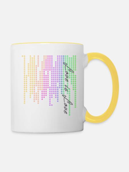love is love,LGBT,Regenbogen,bunt,Punkte - Tasse zweifarbig - Weiß/Gelb