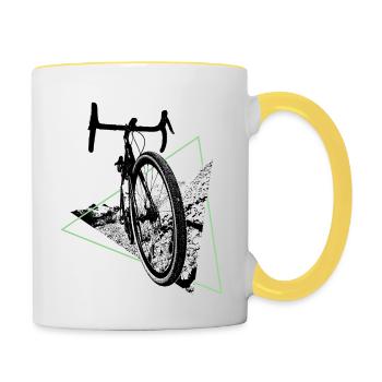Gravel, VTT, passion vélo, cycliste - Mug contrasté - blanc/jaune - Droite