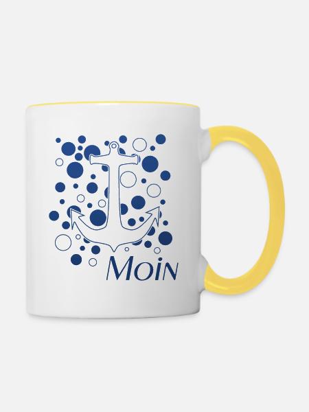 Moin - Tasse zweifarbig - Weiß/Gelb