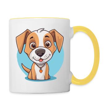 Cute dog design for dog owners - Contrasting Mug - white/yellow - Right