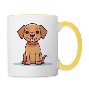 Niedliches Hundedesign für Hundebesitzer - Tasse zweifarbig - Weiß/Gelb - Rechts