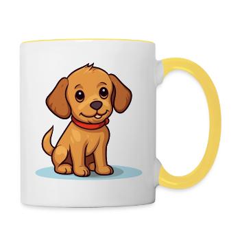 Niedliches Hundedesign für Hundebesitzer - Tasse zweifarbig - Weiß/Gelb - Rechts