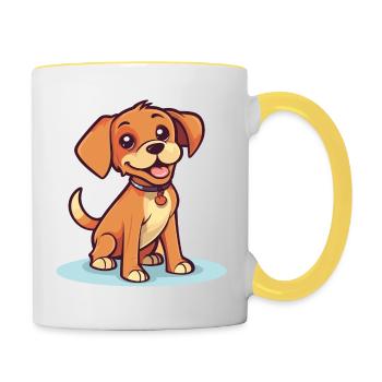 Cute dog design for dog owners - Contrasting Mug - white/yellow - Right