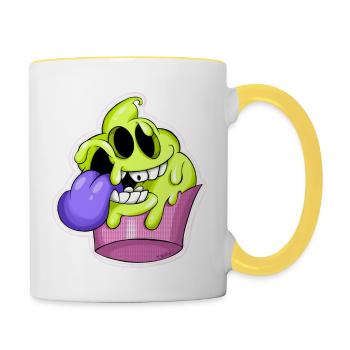 Muffinman - Tasse zweifarbig - Weiß/Gelb - Rechts