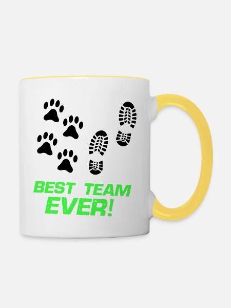 best team ever - Tasse zweifarbig - Weiß/Gelb