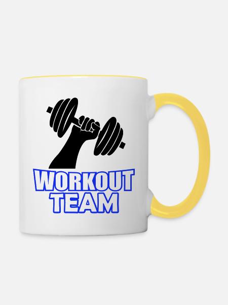 workout team - Tasse zweifarbig - Weiß/Gelb
