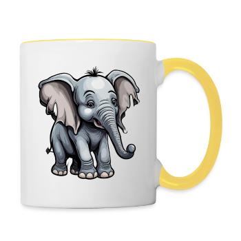 Elephant / Animal / Safari / Zoo / Africa / Comic - Contrasting Mug - white/yellow - Right