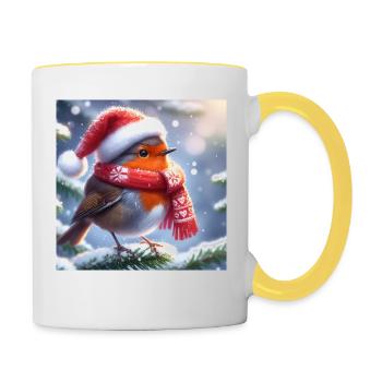 Rouge-gorge - Mug contrasté - blanc/jaune - Droite