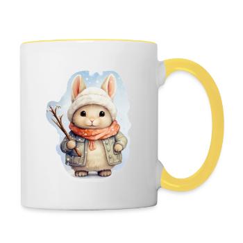 Lapin des neiges - Mug contrasté - blanc/jaune - Droite