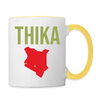 Thika Kenya Souvenir - Tasse zweifarbig - Weiß/Gelb - Rechts