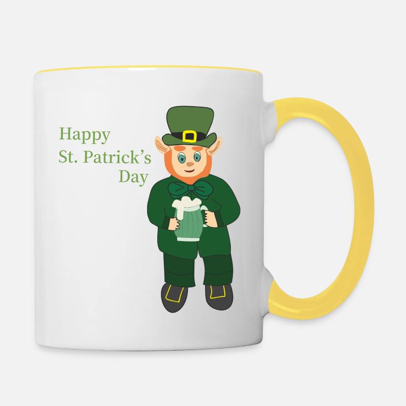Happy St. Patrick's Day - Contrasting Mug - white/yellow