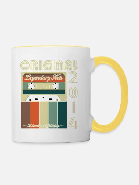Legendäres Jubiläum 2014 - Tasse zweifarbig - Weiß/Gelb