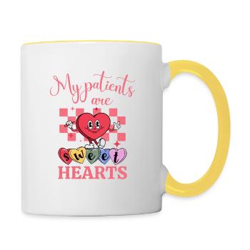 Mes patients ont le cœur doux - Mug contrasté - blanc/jaune - Droite