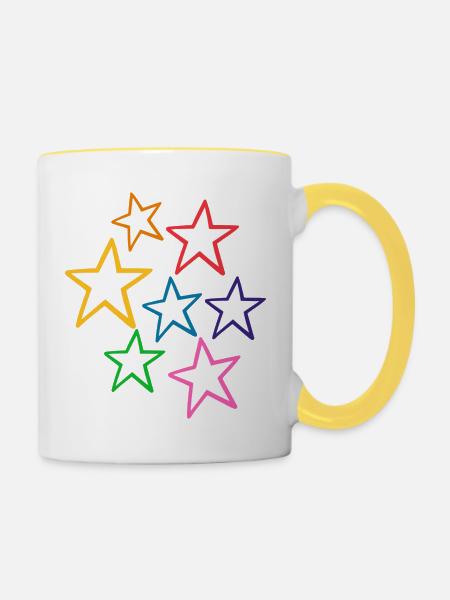 Stern - Tasse zweifarbig - Weiß/Gelb