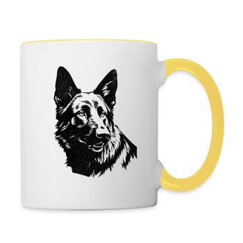 Hund: Deutscher Schäferhund - Tasse zweifarbig - Weiß/Gelb - Rechts