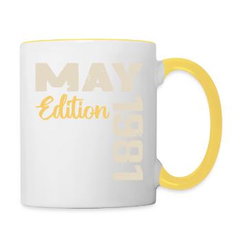 Mai 1981 Geburtstag Mai 1981 Geschenk Mai 1981 Mai - Tasse zweifarbig - Weiß/Gelb - Rechts