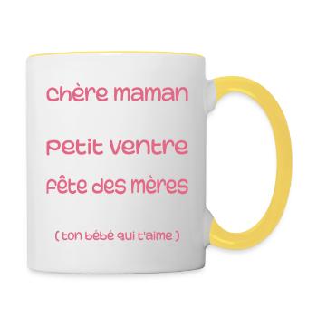 Muttertag für Schwangere - Schwangerschaft - Tasse zweifarbig - Weiß/Gelb - Rechts