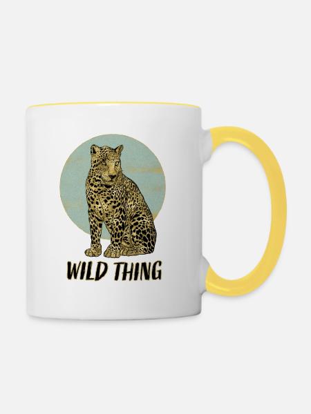 Wild Thing mit Leopard - Tasse zweifarbig - Weiß/Gelb
