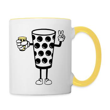 Dubbeglas Prost - Tasse zweifarbig - Weiß/Gelb - Rechts