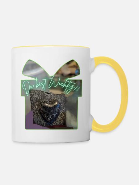 Du bist wichtig - Tasse zweifarbig - Weiß/Gelb