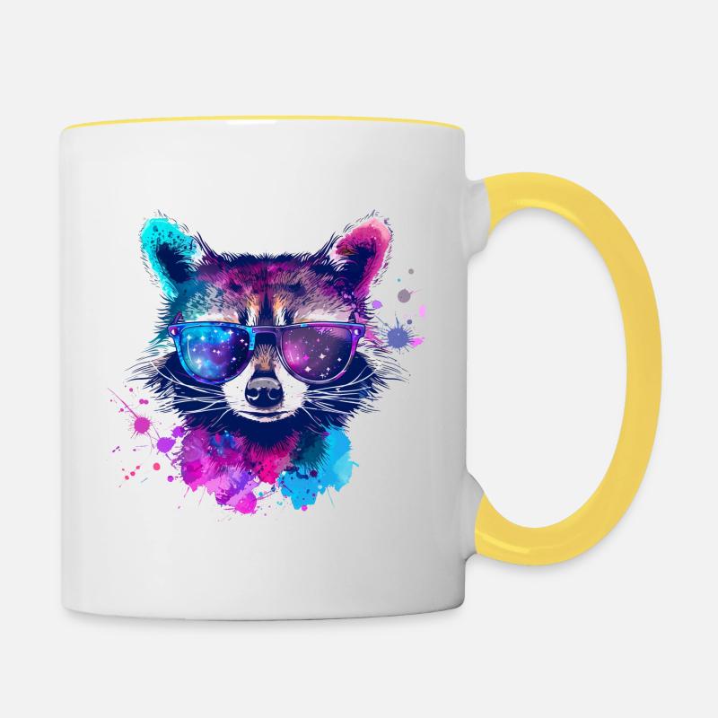 Galaxy Racoon v1 - Contrasting Mug - white/yellow