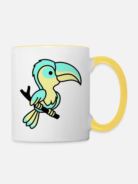 papagei - Tasse zweifarbig - Weiß/Gelb