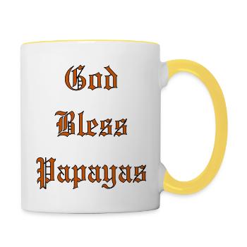 Que Dieu bénisse les papayes - Mug contrasté - blanc/jaune - Droite