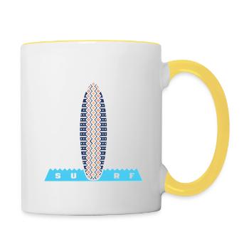 Surf-Dreieck (weiße Umrandung) - Tasse zweifarbig - Weiß/Gelb - Rechts