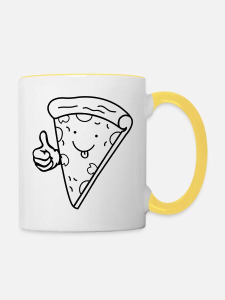pizza comic 01 - Tasse zweifarbig - Weiß/Gelb