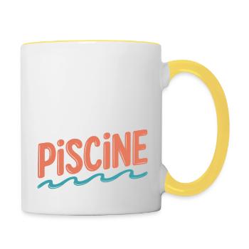 J'peux pas, j'ai piscine - Mug contrasté - blanc/jaune - Droite