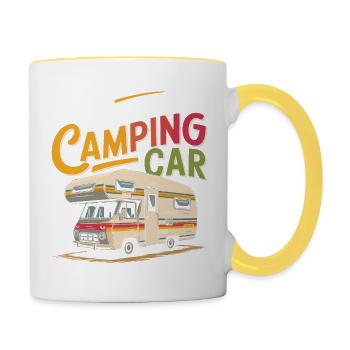 Les vacances en camping car - Mug contrasté - blanc/jaune - Droite