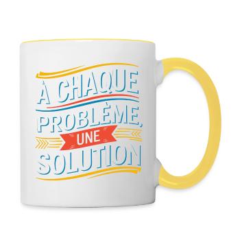 À chaque problème sa solution - Mug contrasté - blanc/jaune - Droite