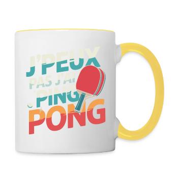 J'peux pas j'ai ping pong - Mug contrasté - blanc/jaune - Droite