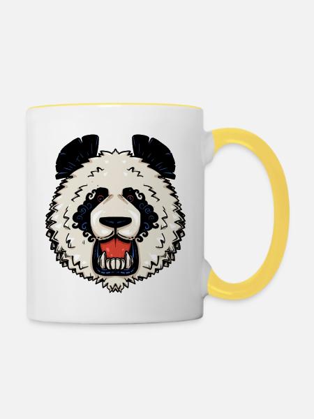 Stammes-Panda - Tasse zweifarbig - Weiß/Gelb