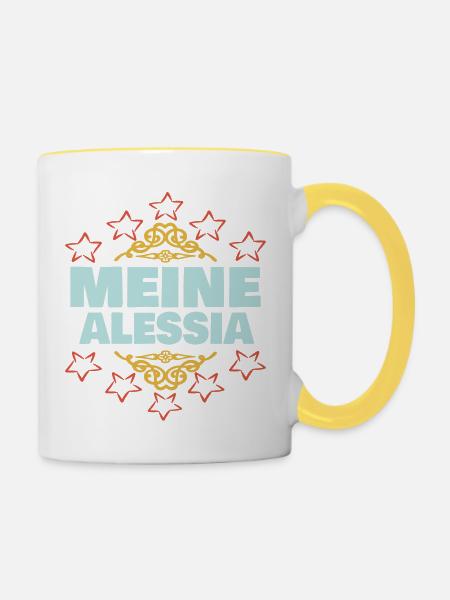 Mädchen Alessia - Tasse zweifarbig - Weiß/Gelb