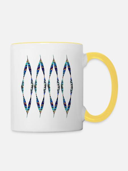 Buntes Design - Tasse zweifarbig - Weiß/Gelb