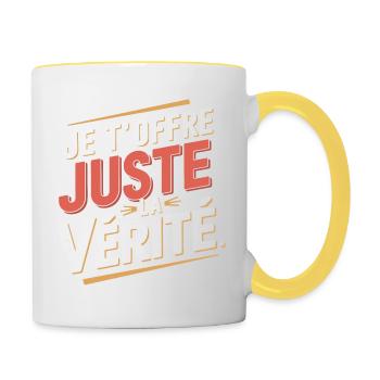 Je t'offre juste la vérité - Mug contrasté - blanc/jaune - Droite