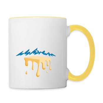 Raclette à la montagne - Mug contrasté - blanc/jaune - Droite