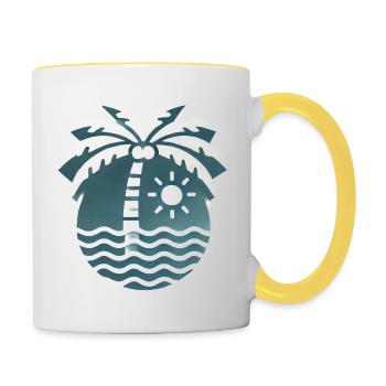 Palmen - Tasse zweifarbig - Weiß/Gelb - Rechts
