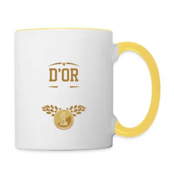 Médaille d'or en sarcasme - Mug contrasté - blanc/jaune - Droite