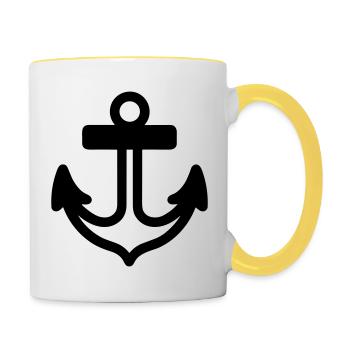 Anker - Tasse zweifarbig - Weiß/Gelb - Rechts