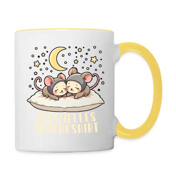 offizielles schlafshirt pärchen Lebkuchenmann-Kuch - Tasse zweifarbig - Weiß/Gelb - Rechts